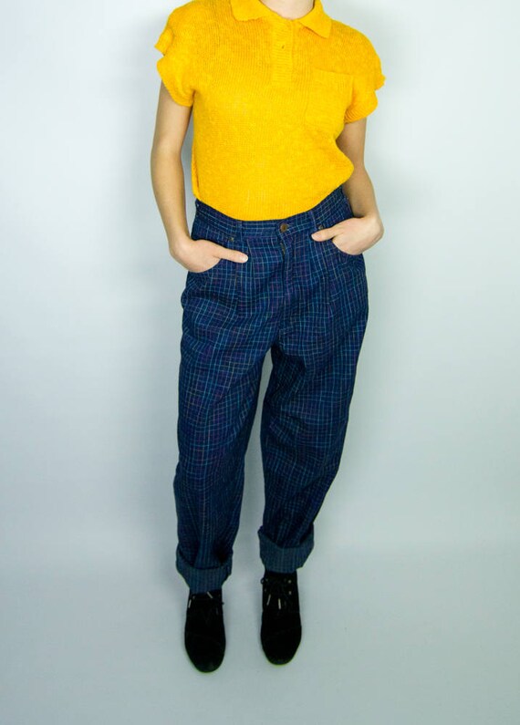 Vintage 1980s NEW Plaid Cherokee Jeans / High Wais