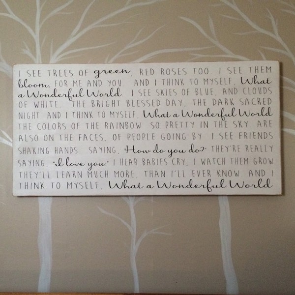 Wall hanging / Inspirational quotes / Wall decor / What a Wonderful World Song Lyric shadow box wood sign Inspirational Handmade wood sign