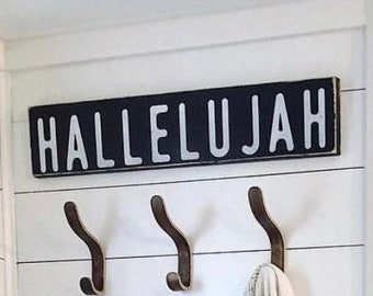 Hallelujah wall hanging wood sign modern home decor