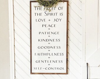 Home decor / Fruits of The Spirit Galatians 5:22 love joy peace patience kindness goodness faithfulness gentleness self-control Framed sign