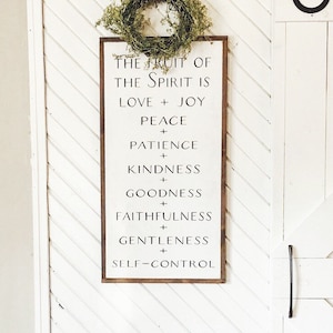 Home decor / Fruits of The Spirit Galatians 5:22 love joy peace patience kindness goodness faithfulness gentleness self-control Framed sign