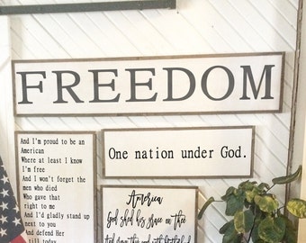 Freedom framed wood sign 4th of July Decor Independence day / Patriotic home decor / Home decor signs / large wall decor