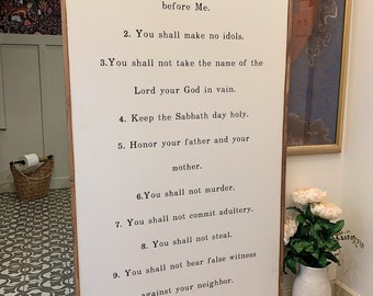 Ten Commandments farmhouse decor christian wall decor faith sign religious wall decor