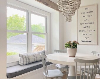 Home decor / Wall hanging / Sign / Wall decor oh and when the kids are old enough we are going to teach them to fly Framed wood sign