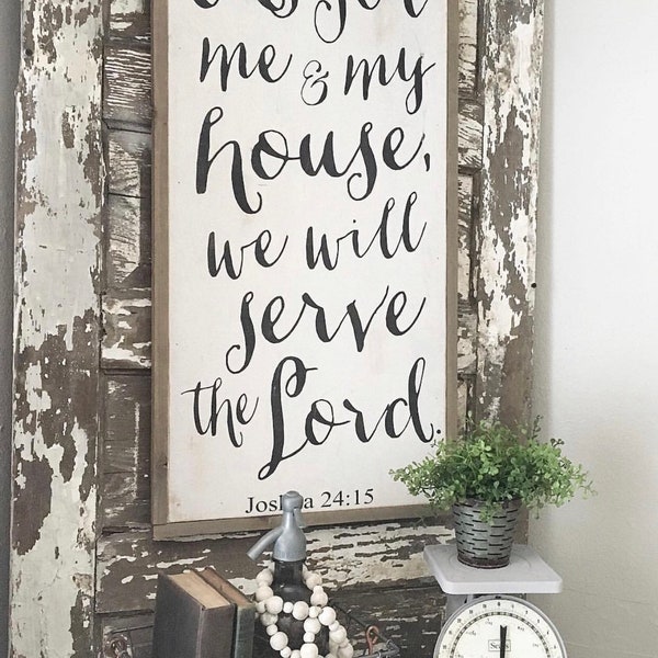 Home decor / Signs / Powerful quotes / Wood art / Short bible verses / As for me and my house we will serve the lord framed wood sign