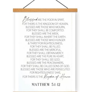 Matthew 5:1-12 Bible Verse Framed Wood Sign / Home Decor / Modern Decor / Jesus Signs / Faith Based Decor / Christian Home Decor