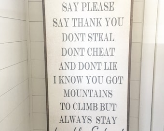 Humble and Kind large wall art interior decoration wood sign