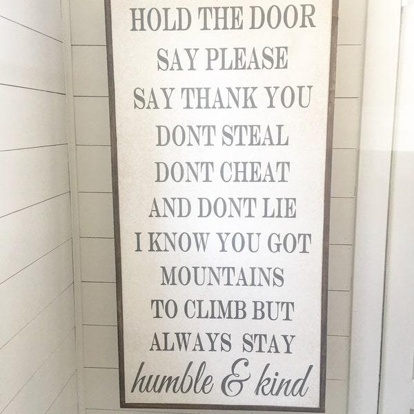 Humble and Kind large wall art interior decoration wood sign
