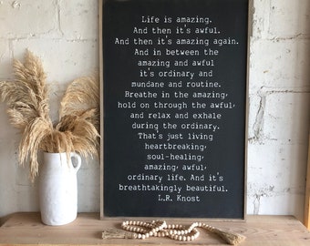 Life is amazing wooden plaque farmhouse decor wood sign