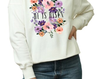 He is risen Aesthetic Crewneck Sweatshirt / Trendy christian Crewnecks / Unisex Heavy Blend Crewneck Sweatshirt