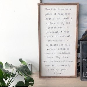 May this home Wood Framed Sign / housewarming gift / framed decor / farmhouse style wall decor