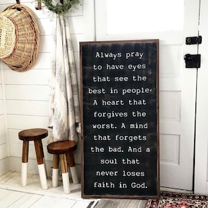 Always pray framed Home decor wooden sign christian