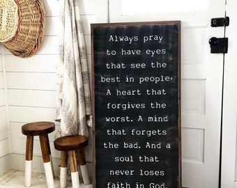 Always pray framed Home decor wooden sign christian