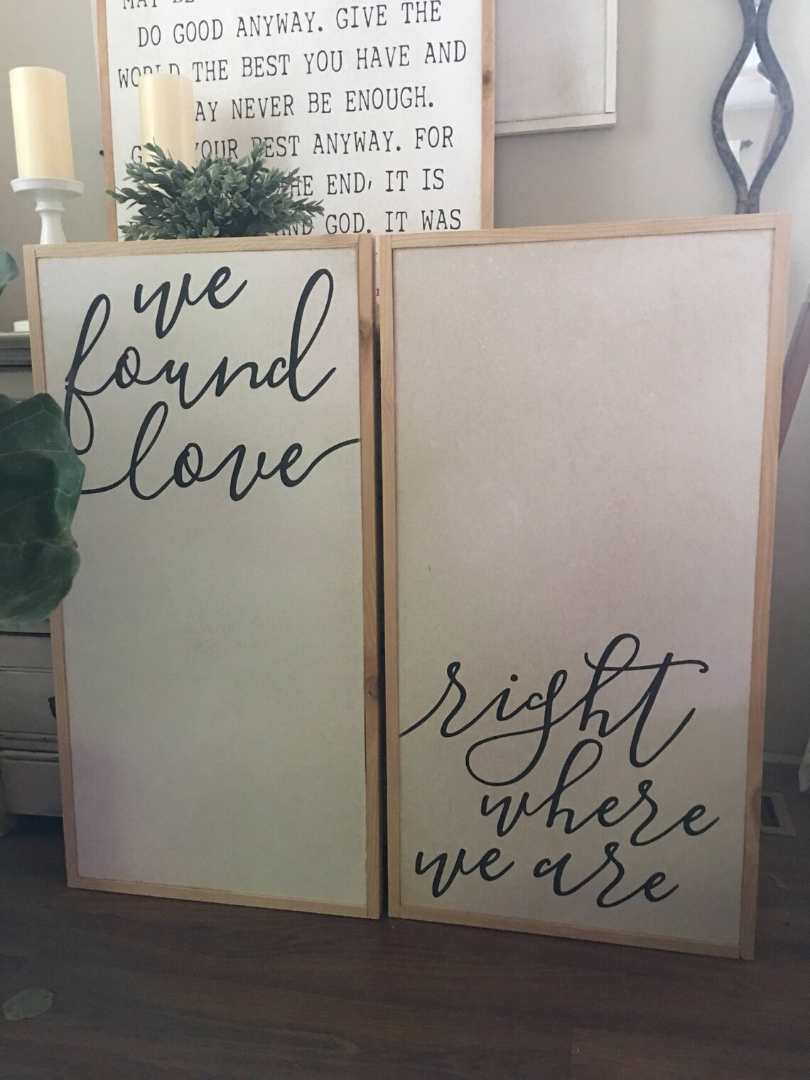 We found love right where we are framed wall art set of 2 etsy