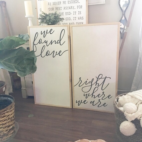 We found love right where we are framed wall art set of 2 etsy