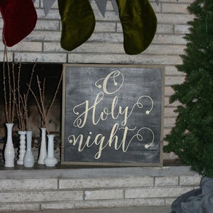 O Holy Night framed wooden sign christmas wall decor