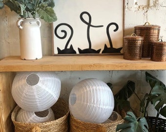 Cat silhouette wooden sign / mini sign / cat lover / modern farmhouse / tiered tray sign / halloween decor / cat tail wood sign