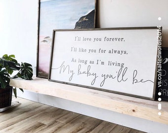 Wall hanging / home decor / ill love you forever framed wood quote sign