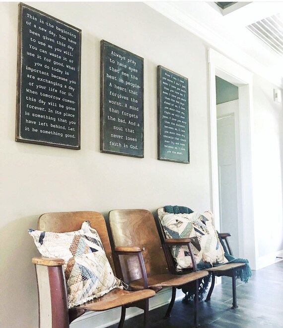 Wall Hanging Large Wall Art God Quotes Room Decor Sign Collection Of All Three Signs Typewriter Font Framed Wood Sign