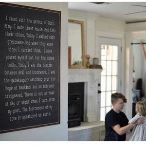 Large wall art / Signs / wall hanging / inspirational quotes / home decor /I dined with the greats of God&#39;s army today. Framed wood sign