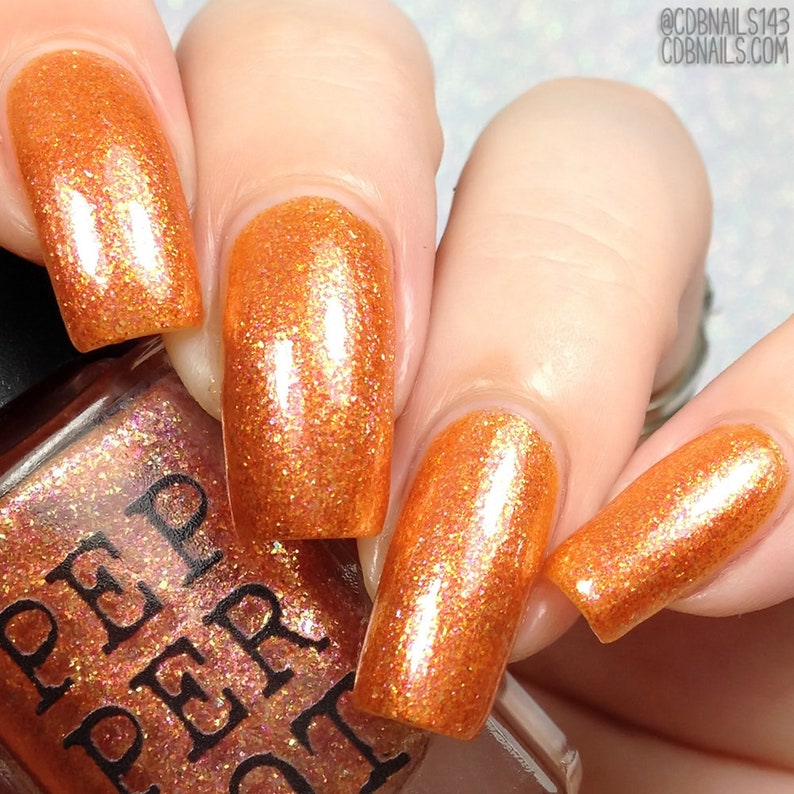 Tangerine Orange Nail Polish Gold Flake Bath Beauty Pepper Pot Etsy