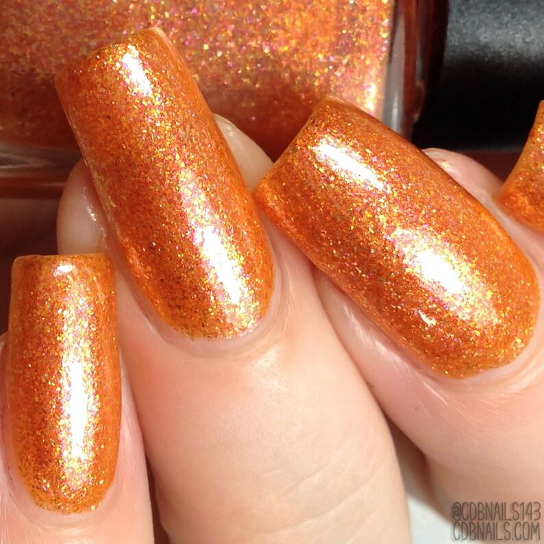 Tangerine Orange Nail Polish Gold Flake Bath Beauty Pepper Pot Etsy