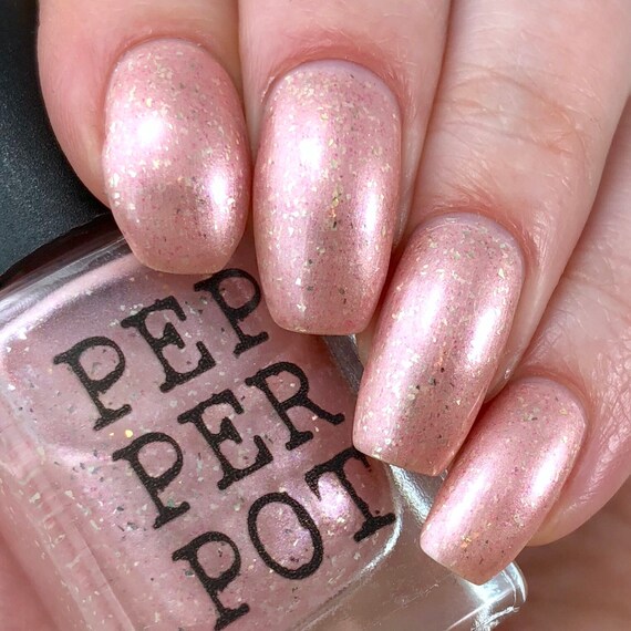 Soft Frosty Baby Pink Silver Flake Nail Polish Bath Beauty Etsy