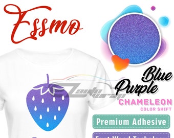 ESSMO™ 20" Wide Heat Transfer Vinyl Chameleon Purple Blue Color Shift HTV Sheet Roll T-Shirt Iron On Heat Press ADC02