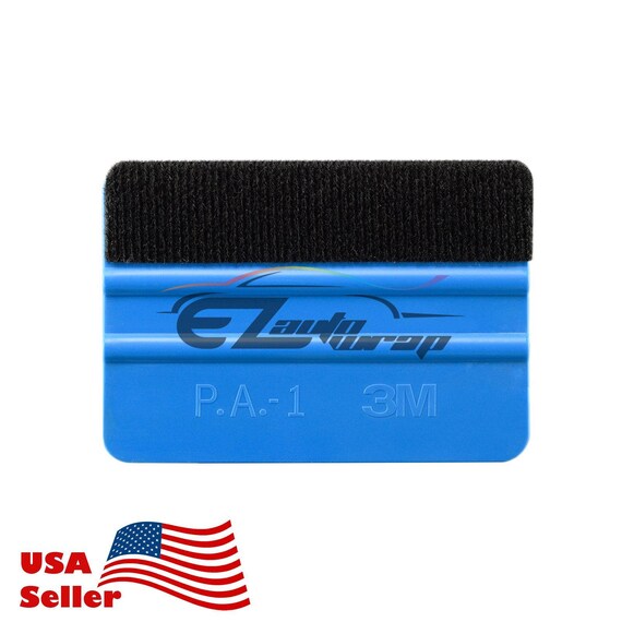 Blue Plastic Felt Edge Squeegee Car Vinyl Wrap Application Tool Scraper Decal