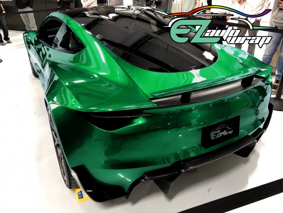 Satin Chrome Metal Green Vinyl Wrap