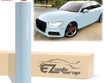 High Gloss Glossy Ice Blue Vinyl Wrap Sticker Decal Bubble Free Air Release Car Vehicle