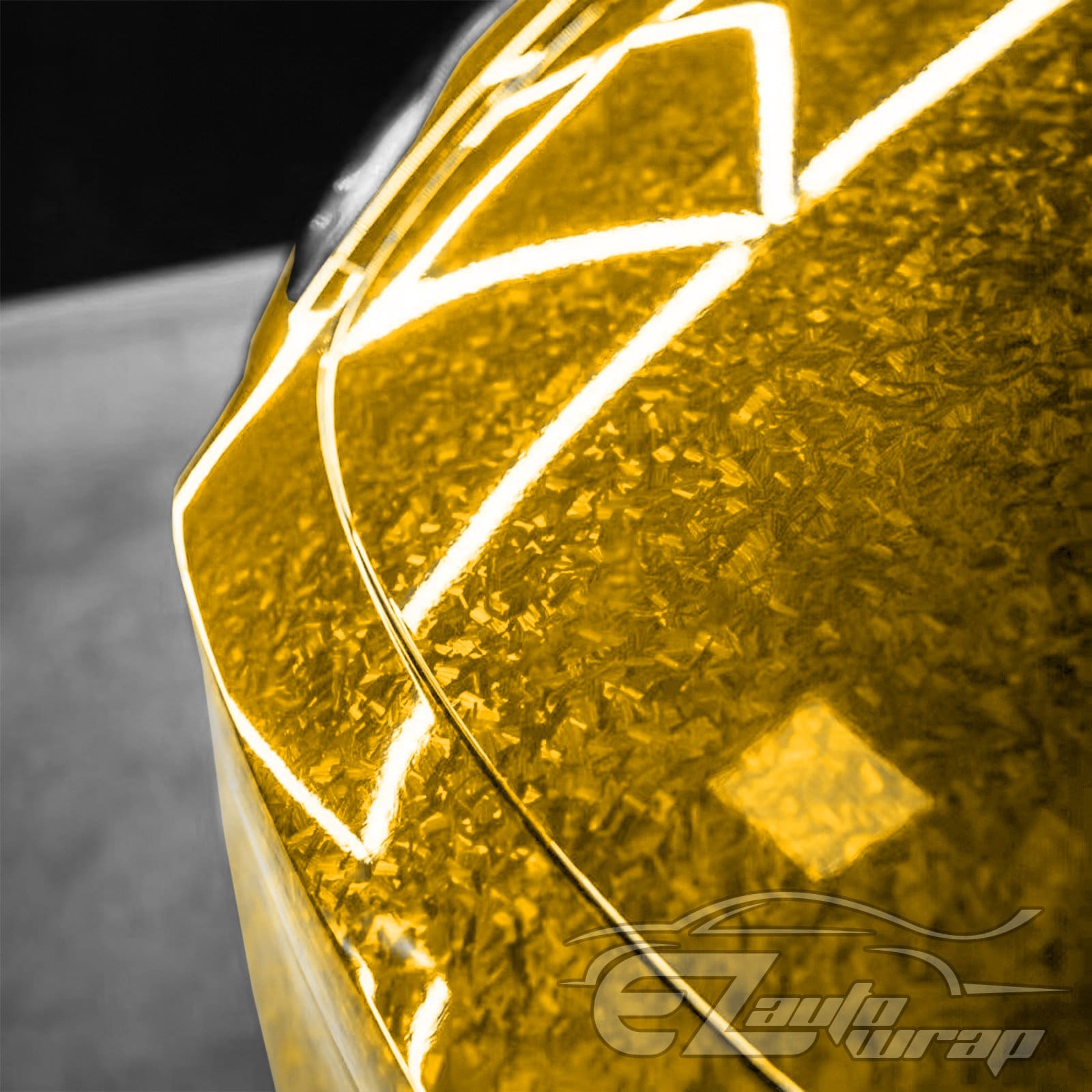 24K Chopped Forged Carbon Fiber Gloss Gold Vinyl Wrap Sticker Decal ...