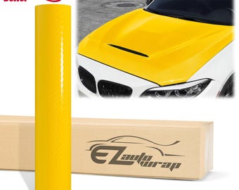 7D Carbon Fiber Yellow High Gloss Vinyl Wrap Sticker Decal Bubble Free Air Release Car Vehicle