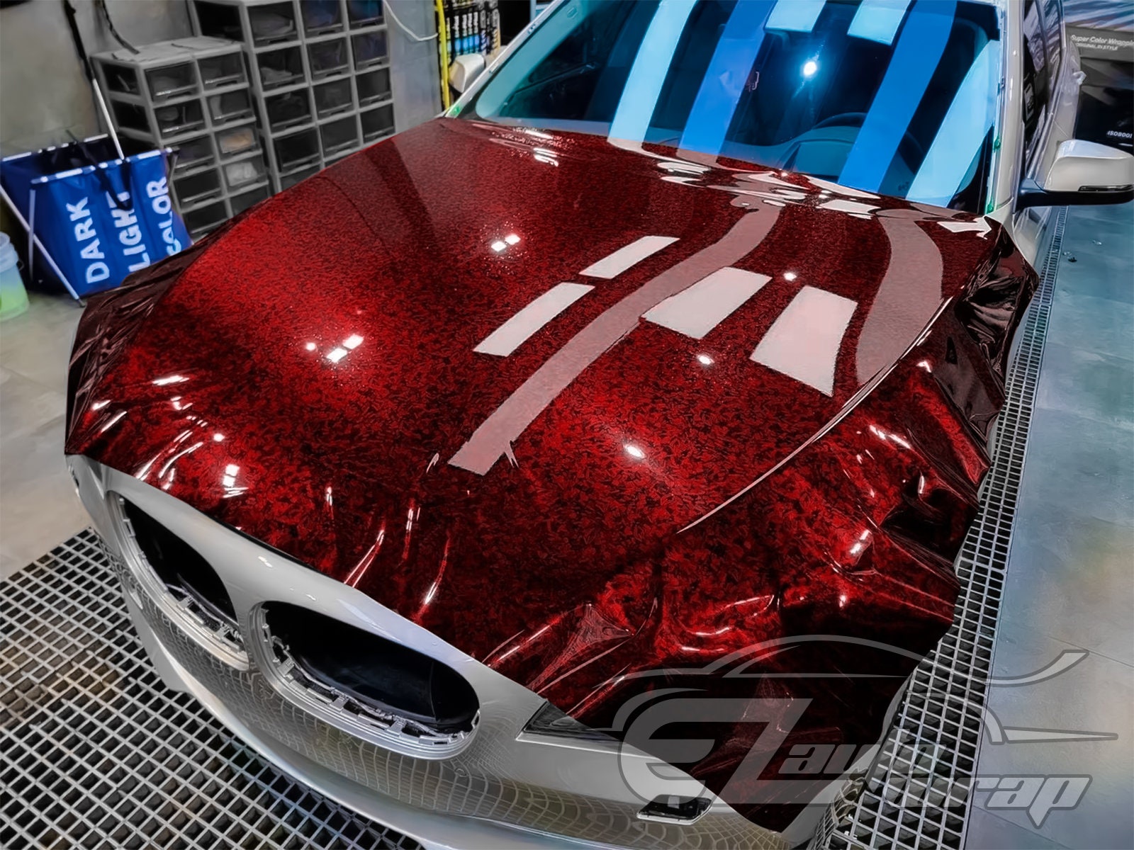 24K Chopped Forged Carbon Fiber Gloss Dark Red Vinyl Wrap Sticker Decal ...