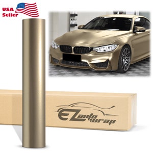 Matte Metallic Satin Pearl Champagne Gold Vinyl Wrap Sticker Decal Bubble Free Air Release Car Vehicle DIY Film