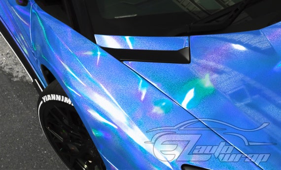 Holographic Glitter Light Blue Rainbow Neo Chrome Gloss Vinyl Wrap Sticker  Decal Bubble Free Air Release Car Vehicle DIY Film 