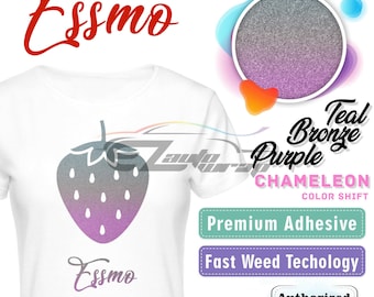 ESSMO™ 10" Wide Heat Transfer Vinyl Chameleon Purple Bronze Color Shift Teal HTV T-Shirt Iron On Heat Press ADC03