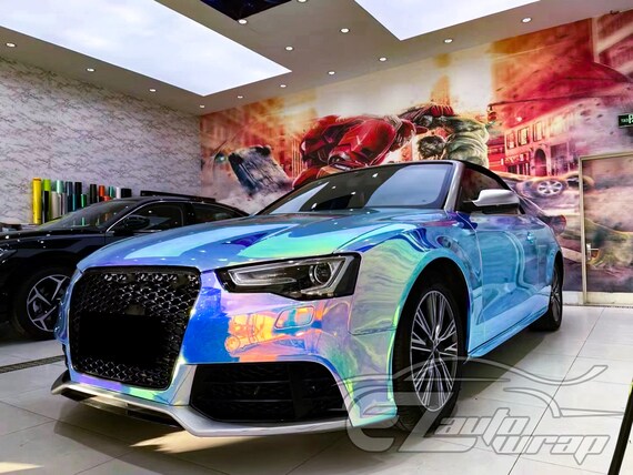 thumbnail image 2 of White Neo Chrome Holographic Vinyl Wrap – Air Release, 3Mil, Rainbow Chrome Finish 2 of 11