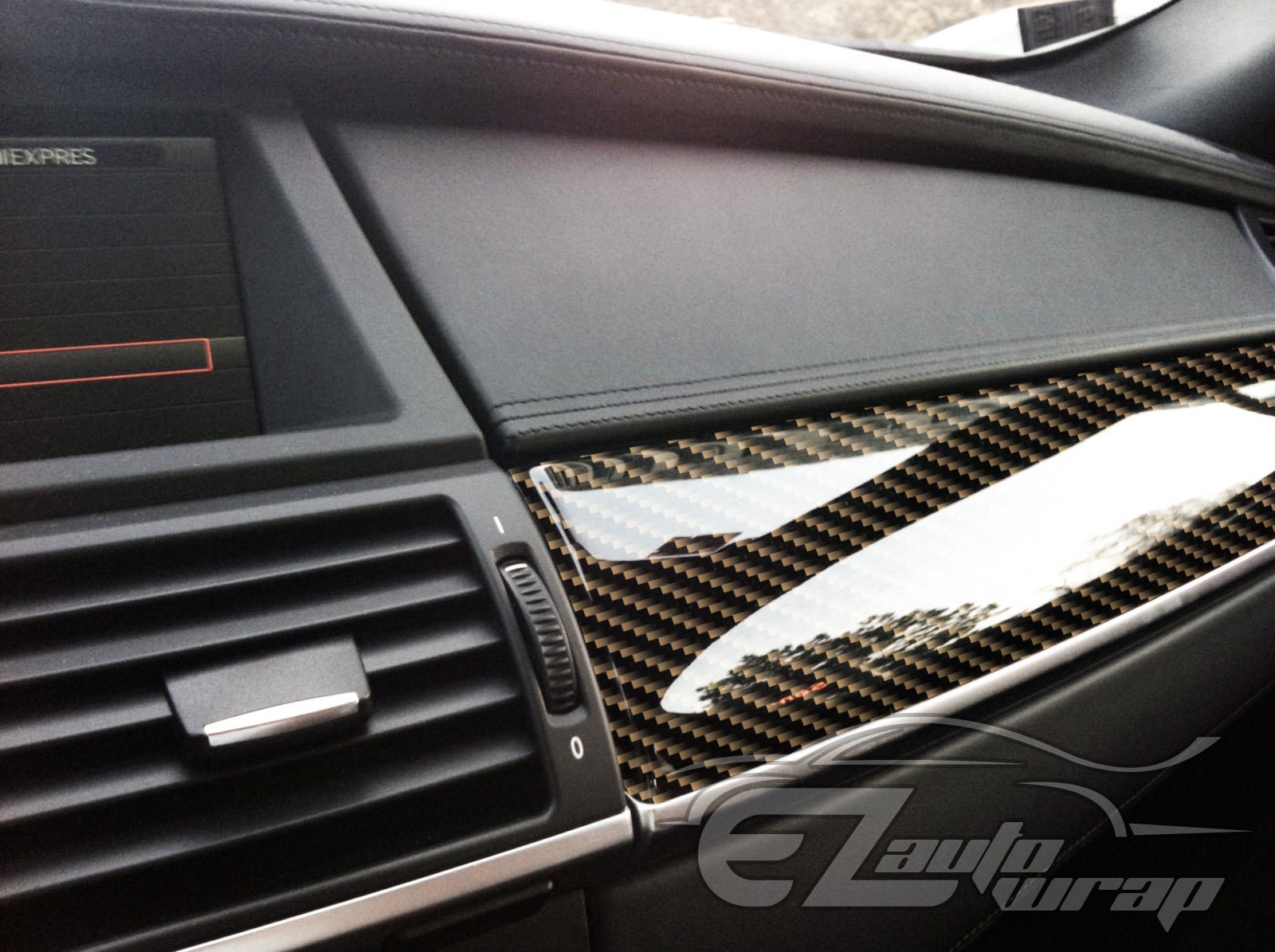 2D High Gloss Black Gold Carbon Fiber Vinyl Wrap Sticker Decal Bubble ...