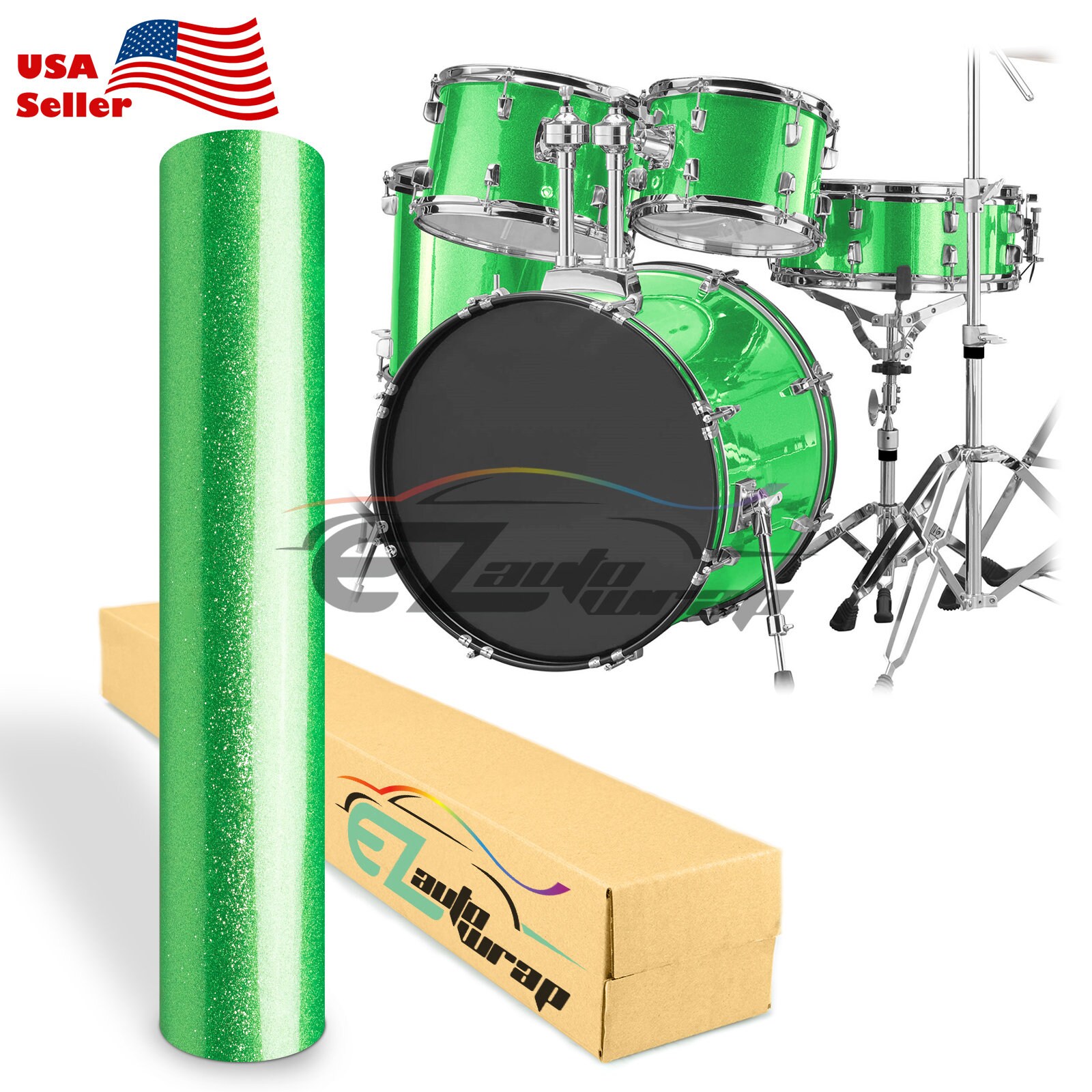 Drum Wrap Vinyl Kit Gloss Diamond Glitter Green Metallic Etsy
