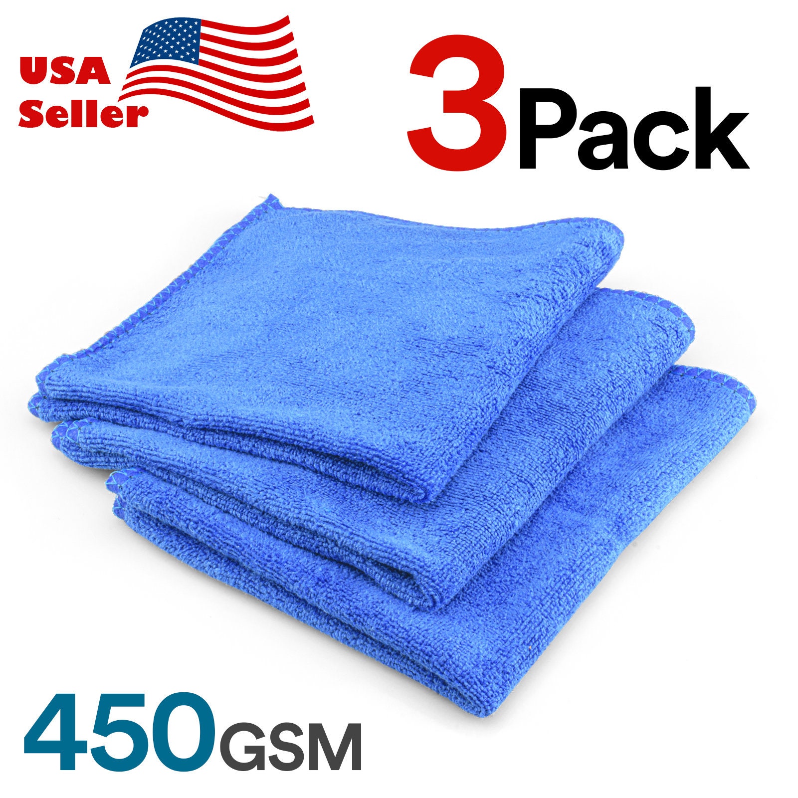 Microfiber Cleaning Cloth Towel Rag For Detailing Waxing Car Wash Polishing  6Pcs