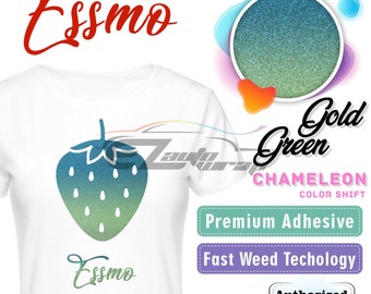 ESSMO™ 10" Wide Heat Transfer Vinyl Chameleon Green Gold Color Shift HTV T-Shirt Iron On Heat Press ADC01