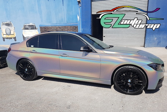 Laser Flip Gloss Silver Metallic Rainbow Holographic Psychedelic Vinyl Wrap  Sticker Decal Bubble Free Air Release Car Vehicle 