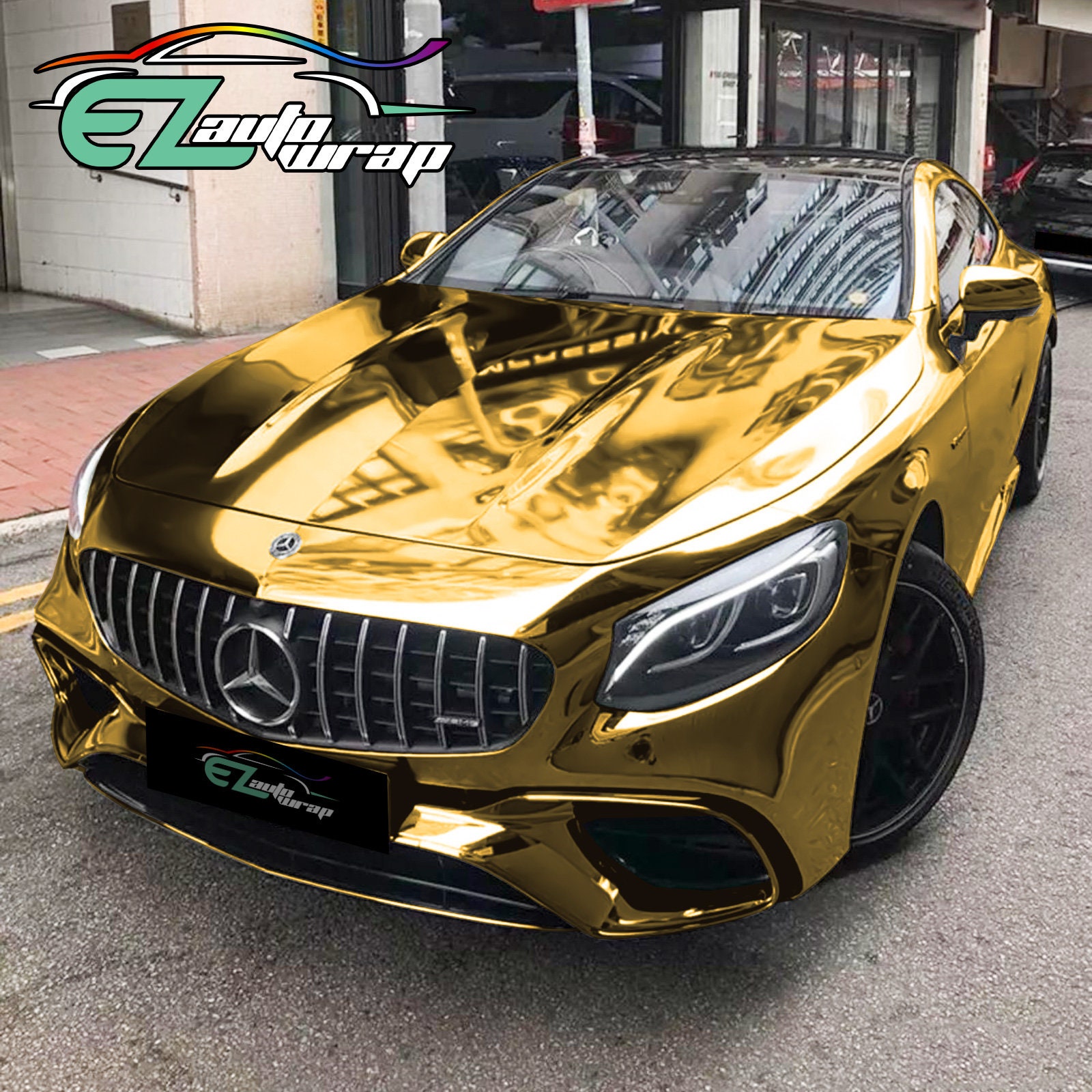 Chrome Mirror Gold Vinyl Wrap Sticker Decal Bubble Free Air