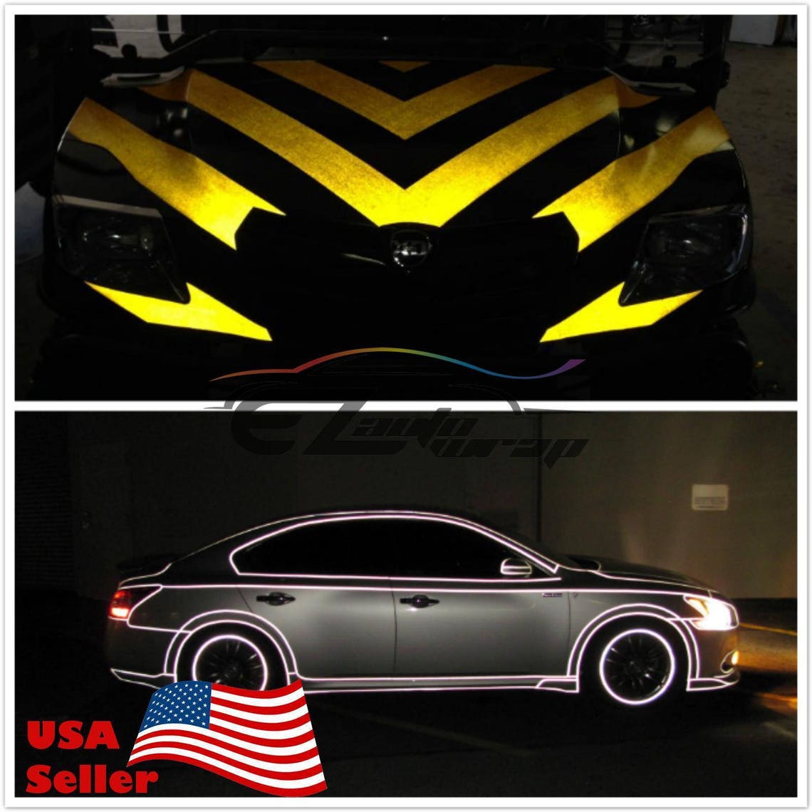 Reflective Yellow Vinyl Car Wrap Sticker Decal Graphic Sign Etsy