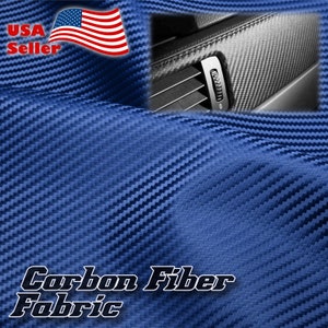 Carbon Fiber Fabric Blue Texture Cloth Marine Vinyl 54" Wide Plain Weave Craft Upholstery