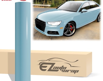 High Gloss Glossy Sea Breeze Blue Vinyl Wrap Sticker Decal Bubble Free Air Release Car Vehicle