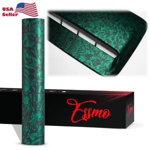 ESSMO PET Liner Marble Forged Matte Carbon Fiber Emerald Green Like Paint Vinyl Wrap Sticker Decal Car Vehicle Air Release