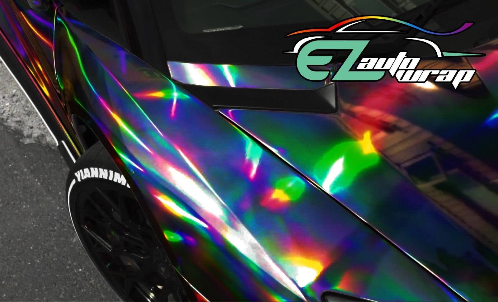 EZAUTOWRAP Holographic Dark Rainbow Neo Chrome Car Vinyl Wrap