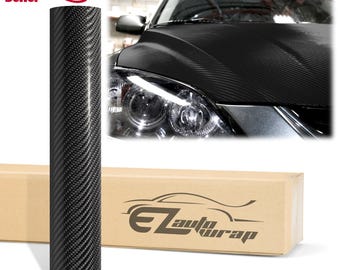 4D Carbon Fiber Black Semi Gloss Texture Vinyl Wrap Sticker Decal Bubble Free Air Release Car Vehicle DIY Film